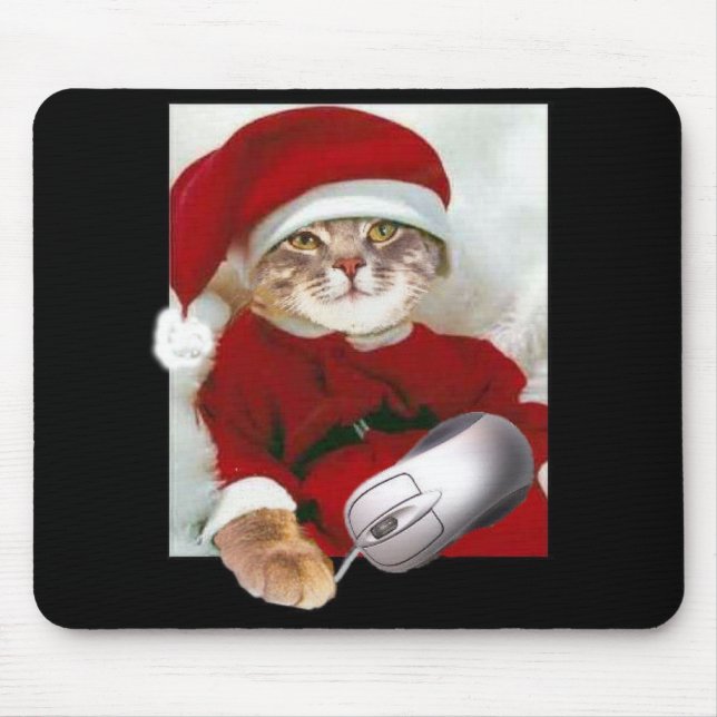 Christmas Cat and Computer Mouse Mat (Front)