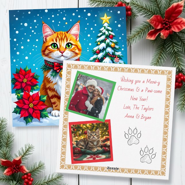 Christmas Cat and Two Photo Template Holiday (Creator Uploaded)