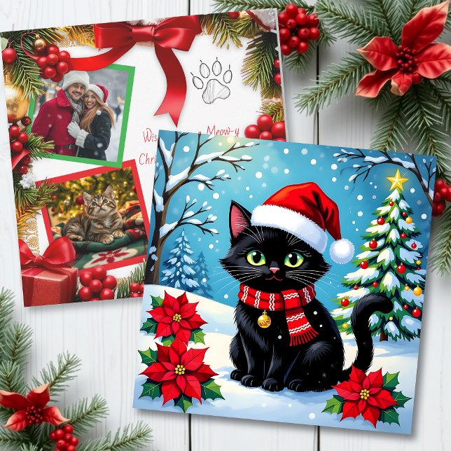 Christmas Cat and Two Photo Template Holiday (Creator Uploaded)
