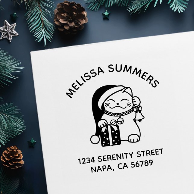 Christmas Cat Arch Address Self-inking Stamp (Creator Uploaded)