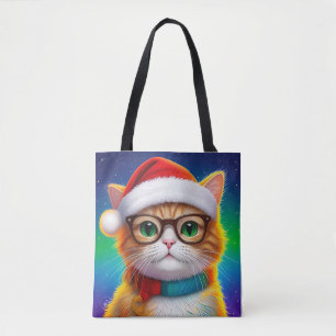 Christmas Cat As Santa Claus Tote Bag
