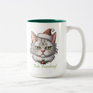 Christmas Cat- Bah Humbug! Two-Tone Coffee Mug