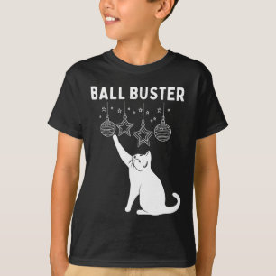Christmas Cat Ball Buster Xmas Ornaments Funny Hol T-Shirt