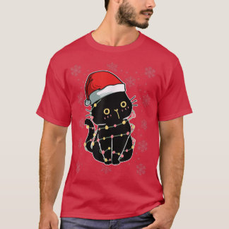 Christmas Cat Black Cat Cute Christmas Funny Pajam T-Shirt