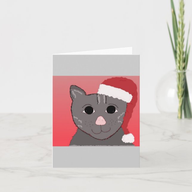Christmas Cat Blank Inside Holiday Card (Front)