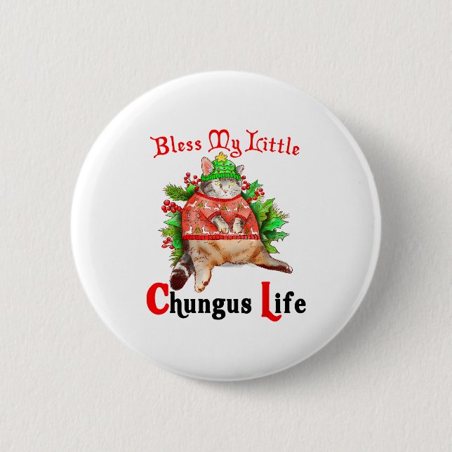 Christmas Cat Bless My Little Funny Cat Life Cat M 6 Cm Round Badge (Front)