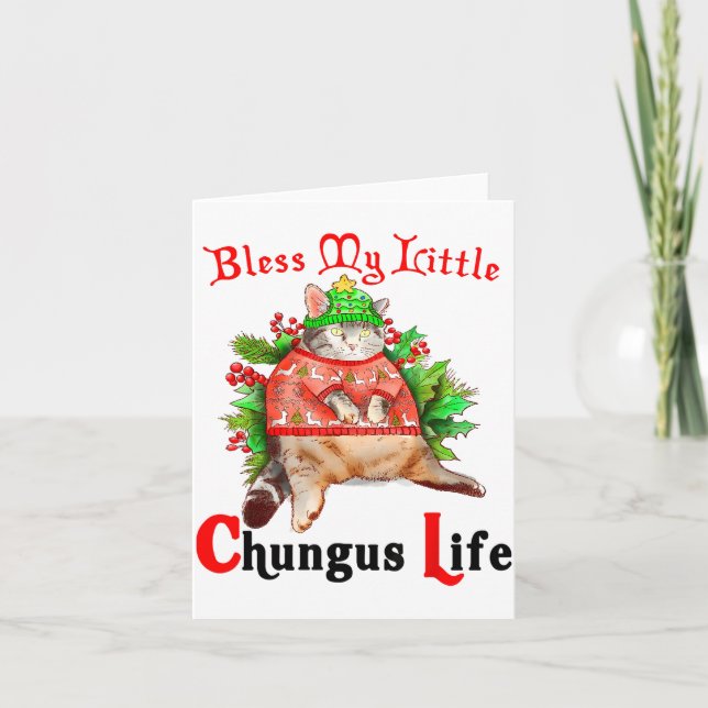 Christmas Cat Bless My Little Funny Cat Life Cat M Card (Front)