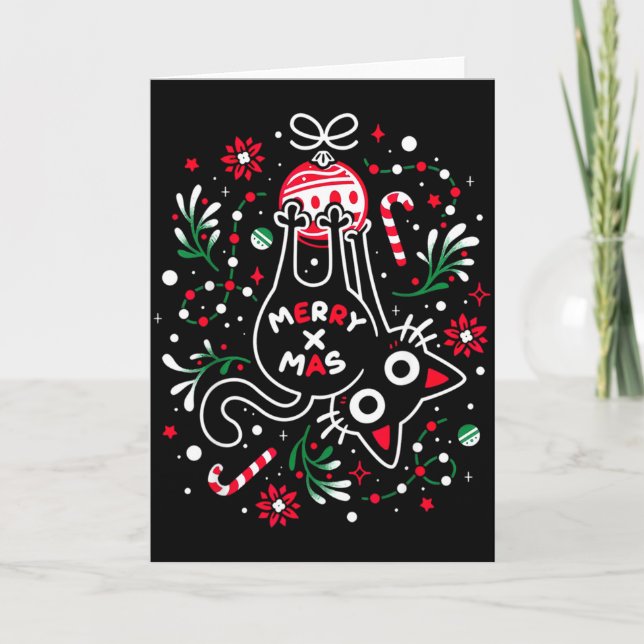 Christmas Cat Butt Merry Xmas  Card (Front)