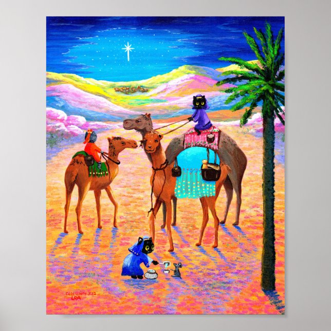 Christmas Cat Canvas Print Star Camel Creationarts (Front)