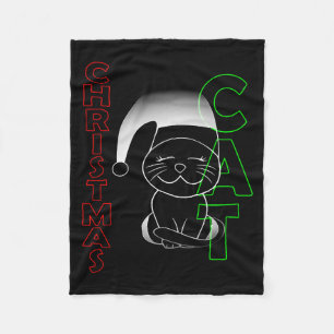 Christmas cat, cat, Christmas Fleece Blanket