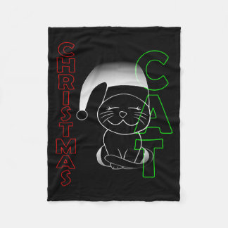 Christmas cat, cat, Christmas Fleece Blanket