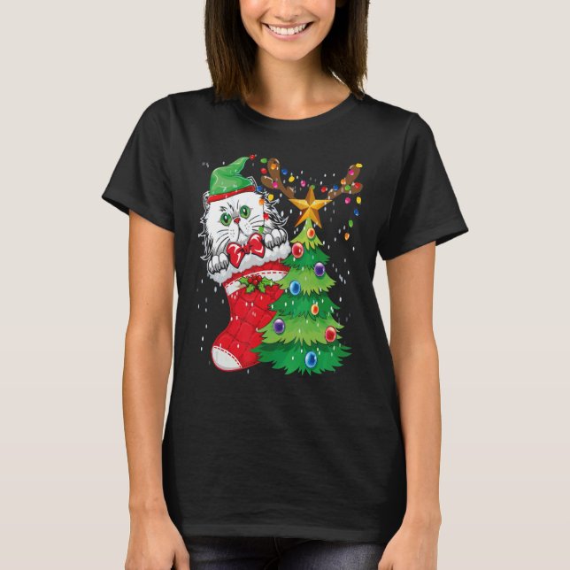 Christmas Cat   Cat   Cute Cat Santa T-Shirt (Front)