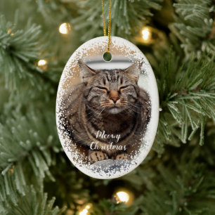 Christmas cat Ceramic Ornament