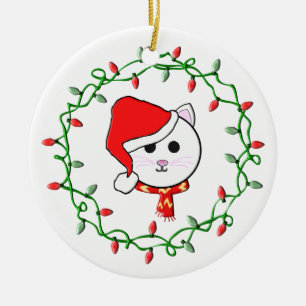 Christmas Cat Ceramic Tree Decoration
