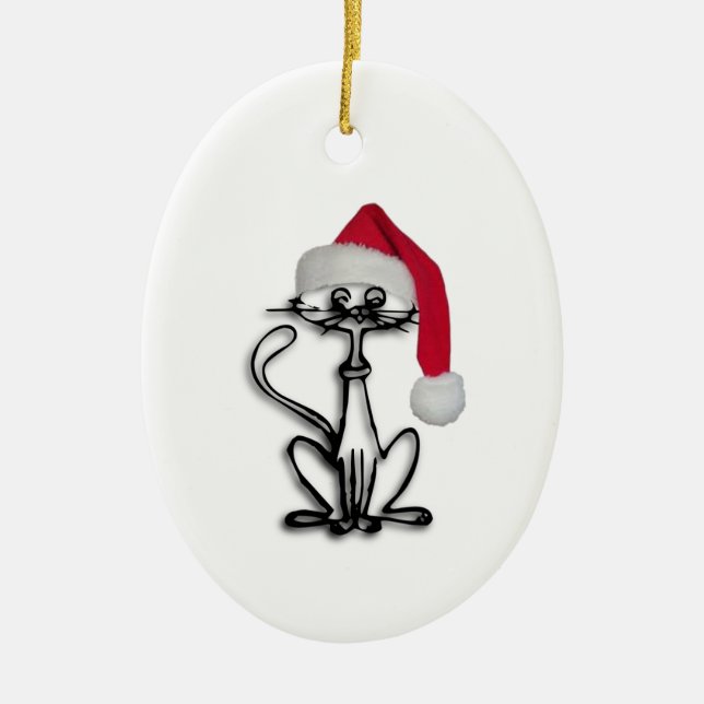 Christmas Cat Ceramic Tree Decoration (Front)