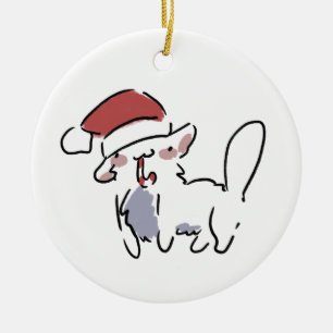 Christmas Cat Ceramic Tree Decoration