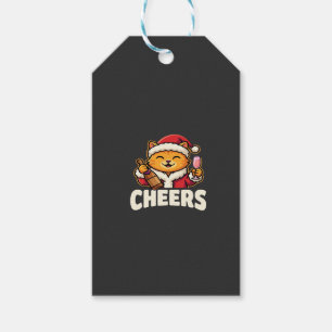 Christmas Cat Cheers Holiday Drinking Gift Tags