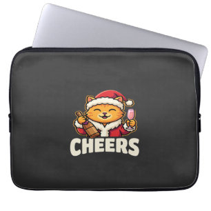 Christmas Cat Cheers Holiday Drinking Laptop Sleeve