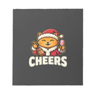 Christmas Cat Cheers Holiday Drinking Notepad