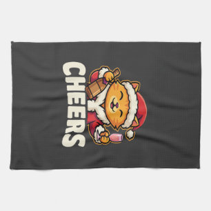 Christmas Cat Cheers Holiday Drinking Tea Towel