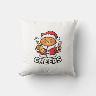 Christmas Cat Cheers Vector Design Cushion