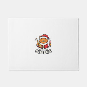 Christmas Cat Cheers Vector Design Doormat