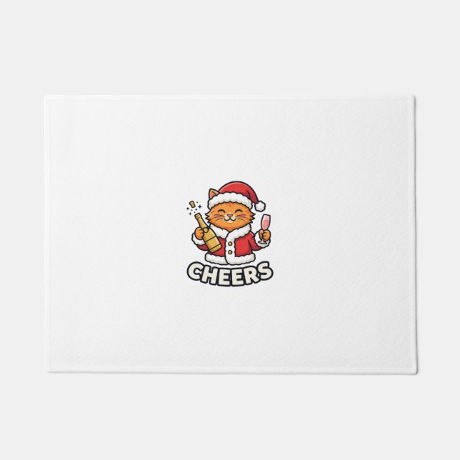 Christmas Cat Cheers Vector Design Doormat (Front)