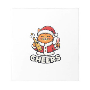 Christmas Cat Cheers Vector Design Notepad