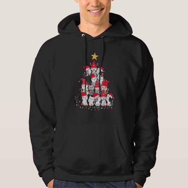 Christmas Cat Christmas Tree  Cool Cat  Cute Hoodie (Front)