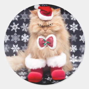 Christmas Cat Classic Round Sticker