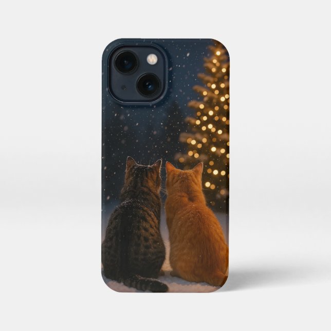 Christmas Cat Couple iPhone Case 13 mini (Back)