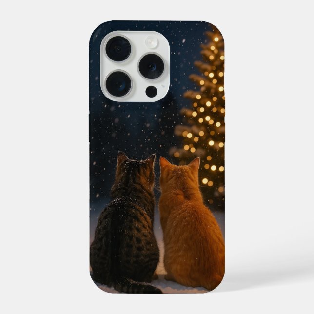 Christmas Cat Couple iPhone Case 15 Pro (Back)
