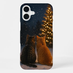 Christmas Cat Couple iPhone Case 16 Plus