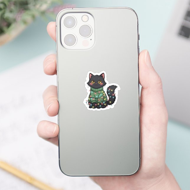 Christmas Cat – Cute Black Cat Holiday Desig (Phone)