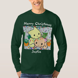 christmas cat cute, customize personalized text T-Shirt