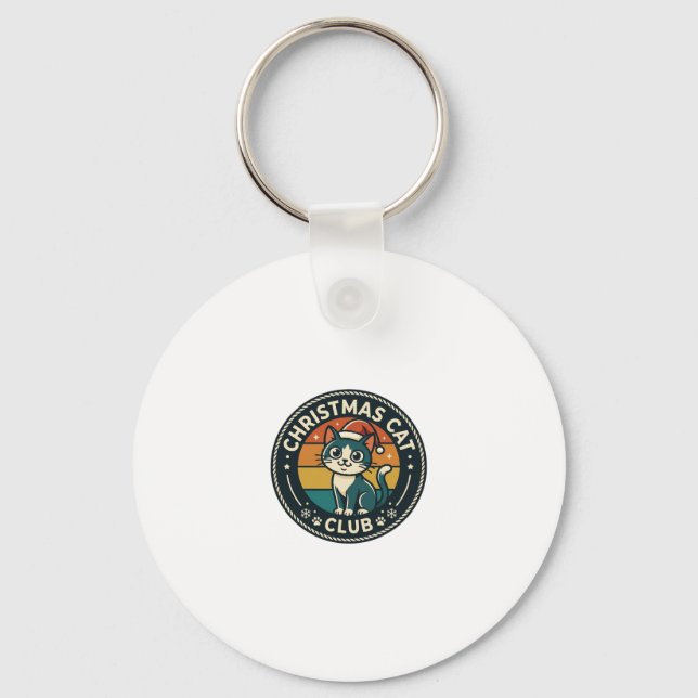 Christmas Cat Cute Kitty Design - Christmas Cat Cl Key Ring (Front)