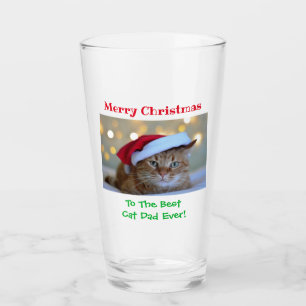 Christmas Cat Dad Best Ever Pet Photo Beer Pint Glass
