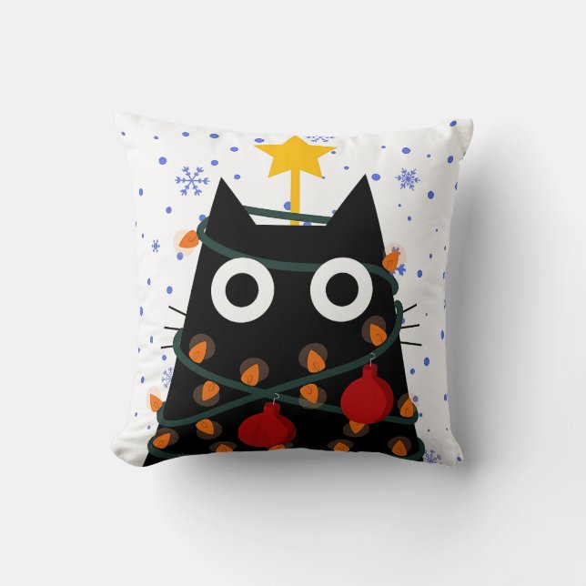 Christmas Cat Decorative Aesthetic Cushion (Front)