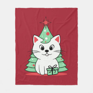 Christmas cat fleece blanket