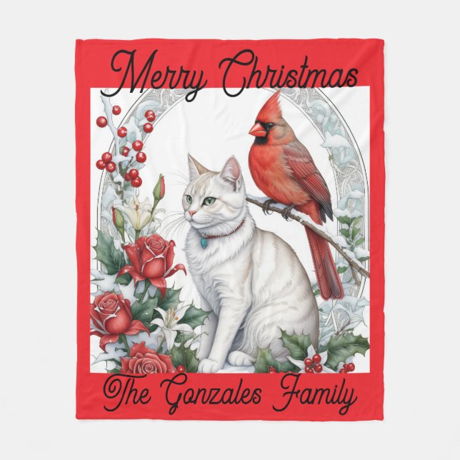 Christmas Cat Fleece Blanket (Front)