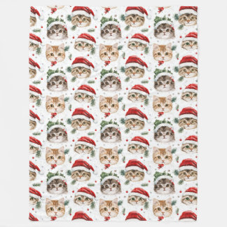 Christmas Cat  Fleece Blanket