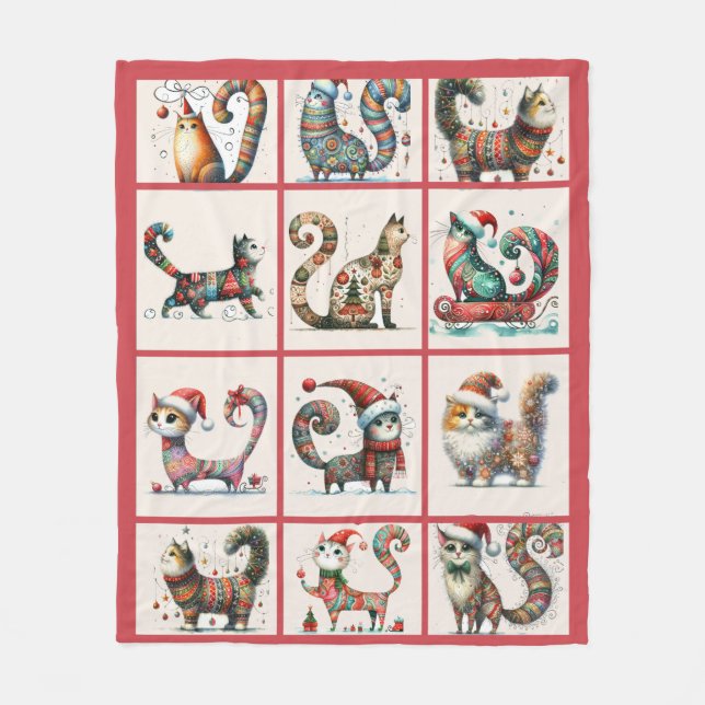 Christmas Cat Fleece Blanket (Front)