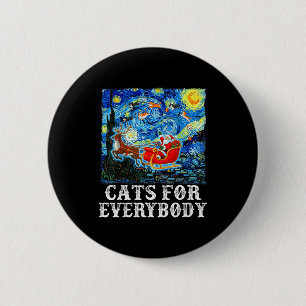 Christmas Cat For Everybody Santa Reindeer Starry  6 Cm Round Badge