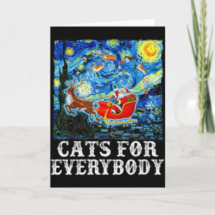 Christmas Cat For Everybody Santa Reindeer Starry  Card