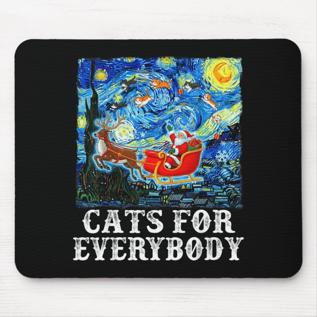 Christmas Cat For Everybody Santa Reindeer Starry  Mouse Mat (Front)