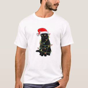 Christmas Cat For Men-Black-Cat Christmas Pajama W T-Shirt