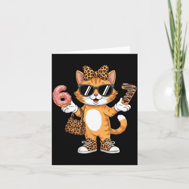 Christmas Cat For Women 6 7 Tee Meme Leopard Bow X Card (Front)