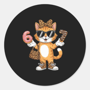 Christmas Cat For Women 6 7 Tee Meme Leopard Bow X Classic Round Sticker