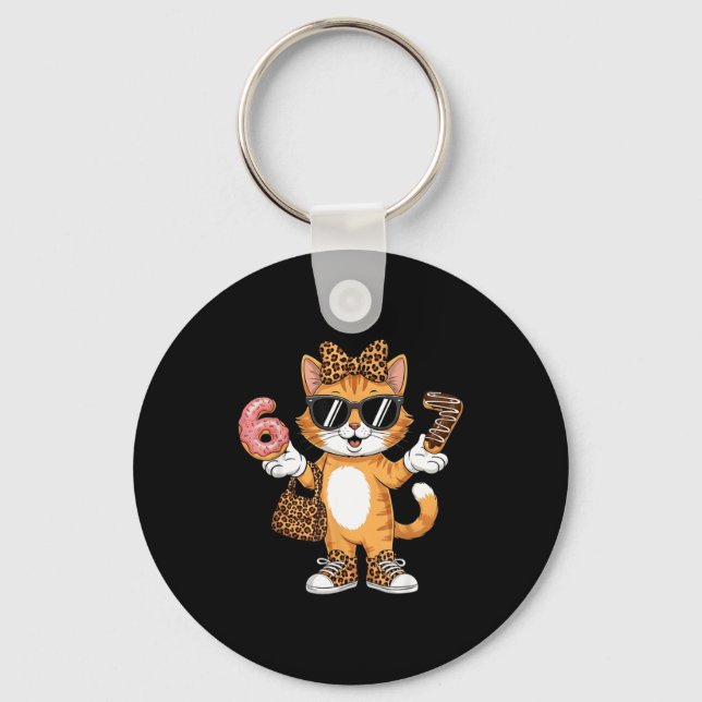 Christmas Cat For Women 6 7 Tee Meme Leopard Bow X Key Ring (Front)