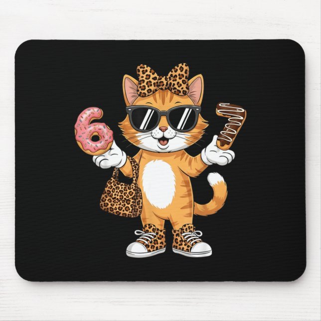 Christmas Cat For Women 6 7 Tee Meme Leopard Bow X Mouse Mat (Front)